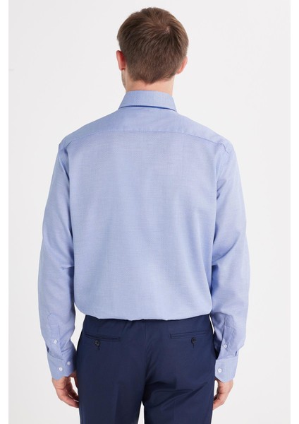 Regular Fit Saks Mavi Non-Iron %100 Pamuk Doğa Dostu Ekoteks Belgeli Ütü Gerektirmez Gömlek indirimleri