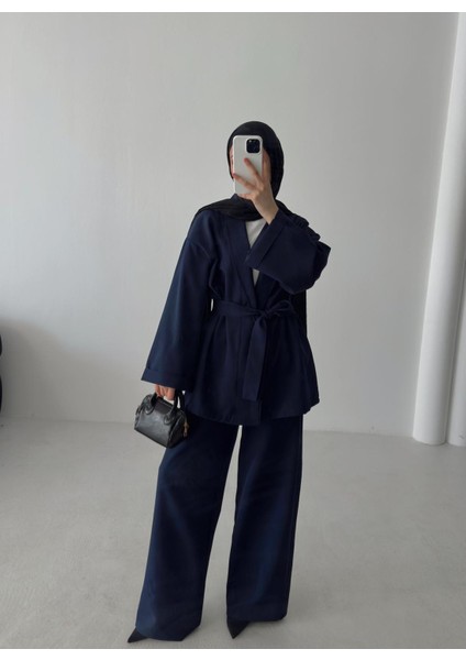 Kadın Oversize Dokuma Kumaş Kuşaklı Tunik-Pantolon Alt Üst Takım,ikili Takım fırsatları