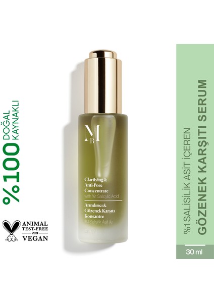 Yağlı ve Karma Ciltler için Arındırıcı & Gözenek Karşıtı Konsantre 30 mL %1 Salislik Asit