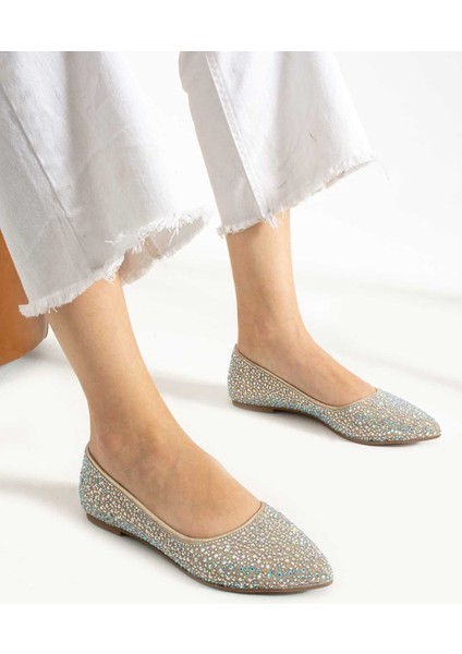 Taşlı Kauçuk Taban Babet 331-1454 Kadın Babet