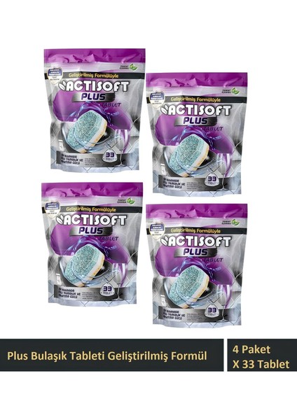 Plus Bulaşık Makinesi Tableti Fosfat Içermeyen 4 Paket x 33 Adet (132 Tablet)