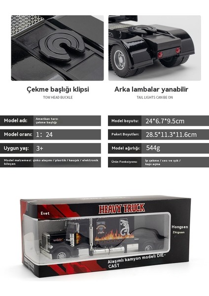 Alaşım Araba Modeli 1:24 Peter Bilt 389 Amerikan Römork Ses ve Işık Oyuncak Araba Modeli Süsleme (Yurt Dışından) modelleri