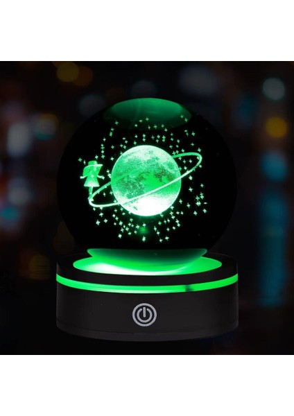 Usb'li Satürnlü Kız Tasarımlı Dönen Cam Küre