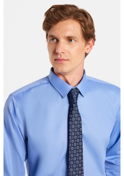 Erkek Slim Fit Non-Iron Pamuklu Doğa Dostu Ekoteks Belgeli Ütü Gerektirmez mavi Gömlek fiyatları