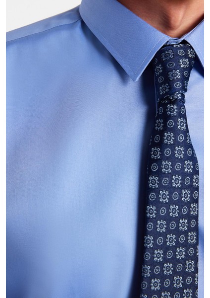 Erkek Slim Fit Non-Iron Pamuklu Doğa Dostu Ekoteks Belgeli Ütü Gerektirmez mavi Gömlek modelleri