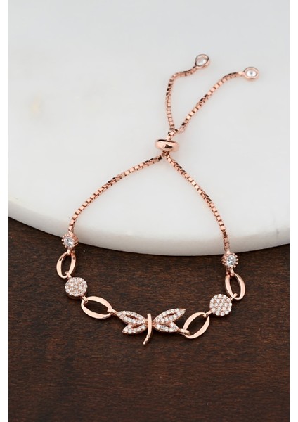 Yusufçuk Motifli Rose Renk Gümüş Bayan Bileklik