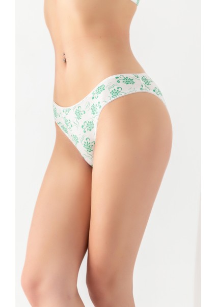 - Pamuklu Desenli, 3'lü Slip Külot Yeşil (MGP2961)