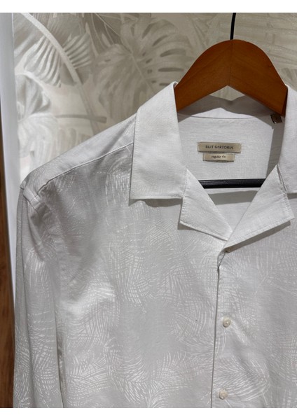 Erkek Uzun Kollu Desenli Beyaz Yazlık Gömlek 6075-65 modelleri