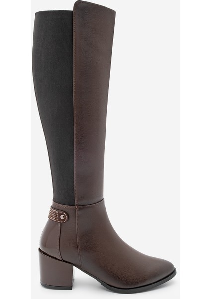 Kadın Fermuarlı Günlük Klasik Topuklu Çizme Aret Kahve modelleri