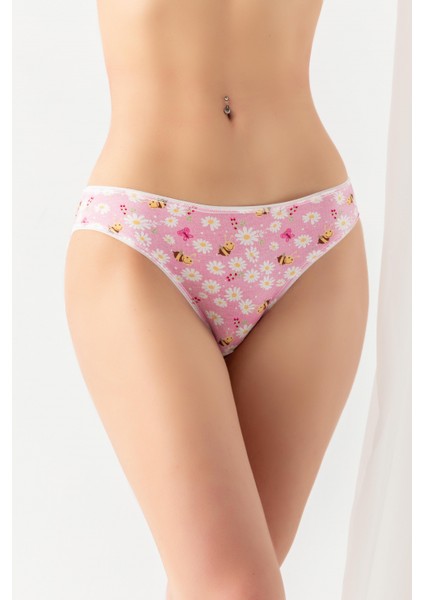 - Pamuklu Desenli, 3'lü Slip Külot Pembe (MGP2961)