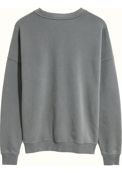 Haki Bisiklet Yaka Baskılı Oversize Sweatshirt fiyatları