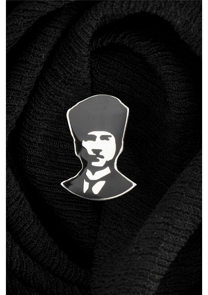 Mineli Atatürk Silüeti Gümüş Rozet