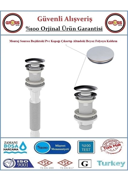Pop-Up Bas Aç Körüklü Lavabo Sifonu - Aç Kapa Sifon fiyatları