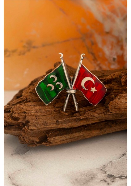 Mineli Osmanlı Ve Türk Bayraklı Gümüş Rozet fiyatları