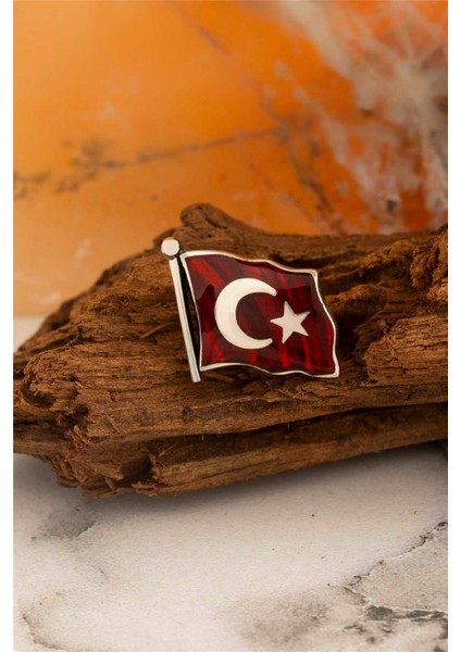 Mineli Türk Bayrağı Gümüş Rozet fiyatları