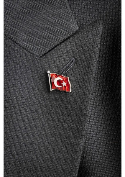 Mineli Türk Bayrağı Gümüş Rozet modelleri