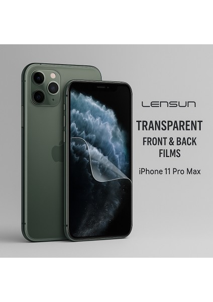 iPhone 11 Pro Max – Lensun Şeffaf Ön + Arka Kaplama (2’si 1 Arada)