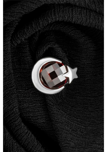 Zirkon Taşlı Ayyıldızlı Gümüş Rozet