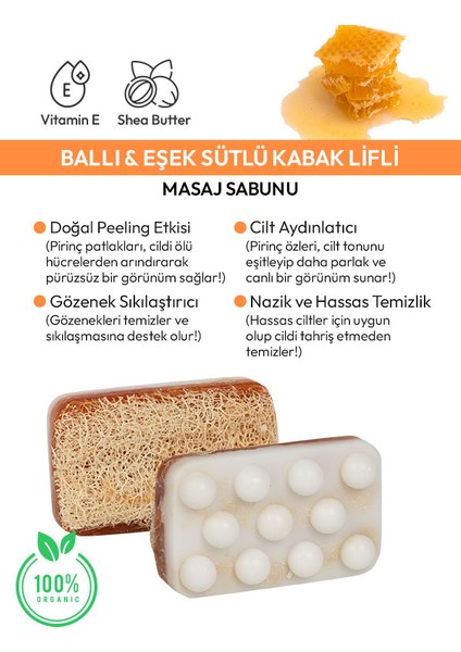 Leke Azaltma Etkili Ballı Eşek Sütlü Kabak Lifli Sabun -120 gr