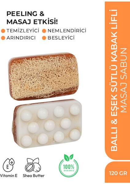 Leke Azaltma Etkili Ballı Eşek Sütlü Kabak Lifli Sabun -120 gr fırsatları