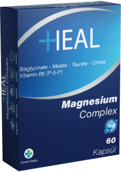 Apotek Heal Magnezyum Complex Bisglisinat- Malat- Taurat- Citrat- Vitamin B6 (P-5-6) 60 Kapsül