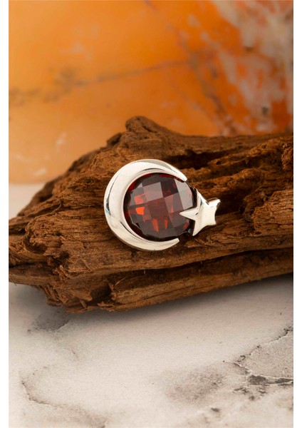 Zirkon Taşlı Ayyıldızlı Gümüş Rozet fiyatları