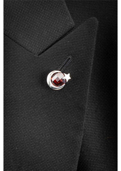 Zirkon Taşlı Ayyıldızlı Gümüş Rozet modelleri