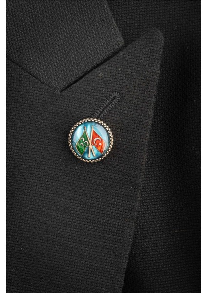 Mavi Mineli Osmanlı Ve Türk Bayraklı Gümüş Rozet modelleri