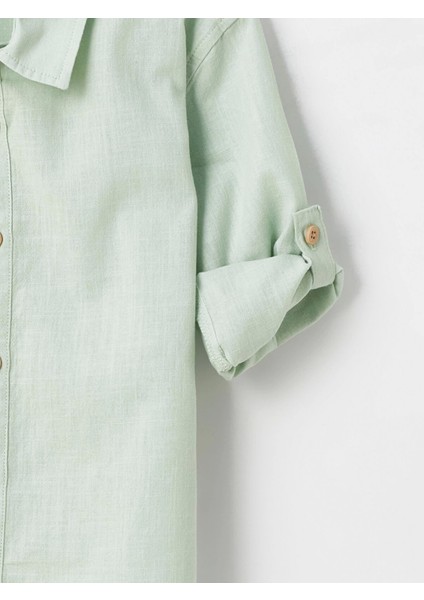 Lcw Kids Yeşil Uzun Kollu Basic Pamuklu Erkek Bebek Gömlek ve Pantolon 2'li Takım modelleri