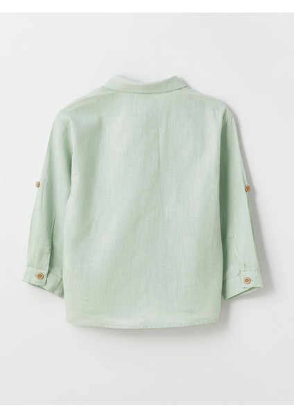 Lcw Kids Yeşil Uzun Kollu Basic Pamuklu Erkek Bebek Gömlek ve Pantolon 2'li Takım fırsatları