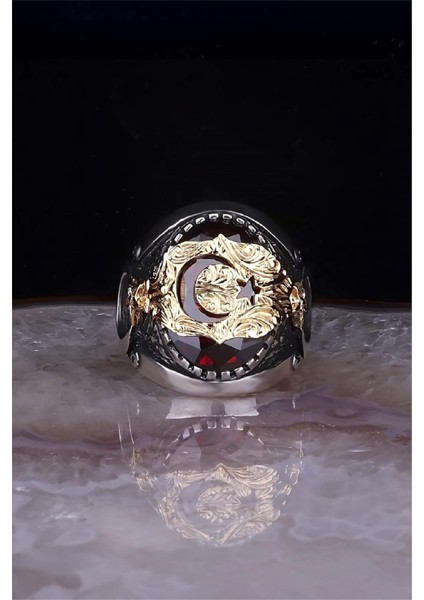 Ay Yıldız Motifli 925 Ayar Gümüş Yüzük