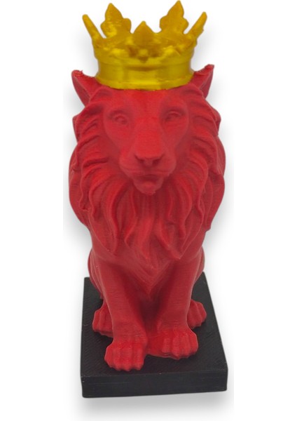 3D Aslan Figürü – Galatasaray Temalı Kırmızı Sarı Dekoratif Biblo - Cimbom