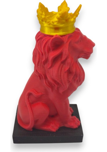 3D Aslan Figürü – Galatasaray Temalı Kırmızı Sarı Dekoratif Biblo - Cimbom modelleri