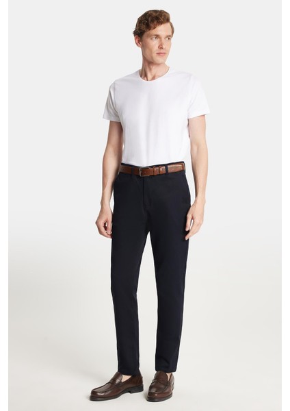 Erkek Regular Fit Chino Esnek Yandan Cepli Önü Fermuarlı Pamuklu Dokulu lacivert Pantolon indirimleri