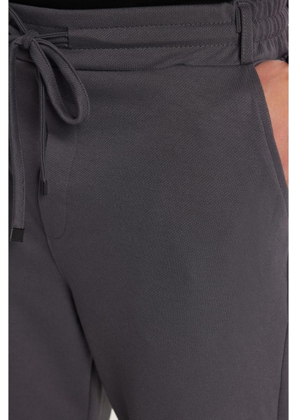 Erkek Slim Fit Pamuklu Beli Bağlamalı Yan Cepli Katlamalı Paça Jogger Antrasit Pantolon fiyatları