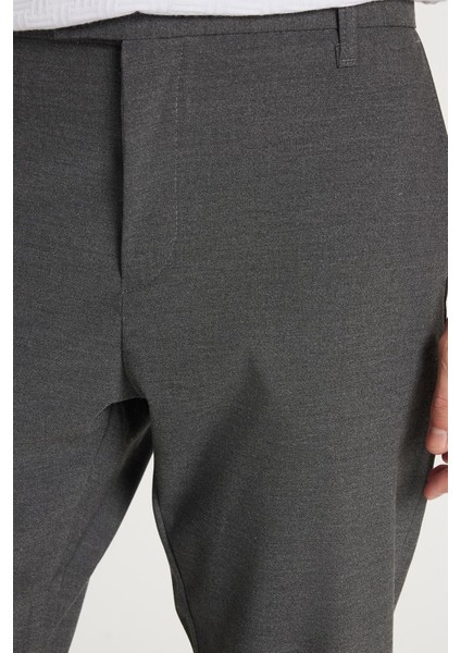 Erkek Slim Fit Dar Kesim Esnek Yan Cepli Bilek Boy Canvas Kesim Koyu Gri Pantolon fiyatları