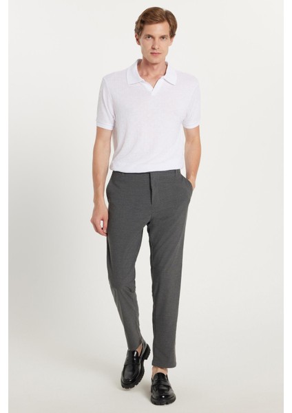 Erkek Slim Fit Dar Kesim Esnek Yan Cepli Bilek Boy Canvas Kesim Koyu Gri Pantolon modelleri