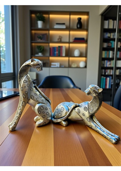 Biblo Aksesuar Ikili Jaguar Figürlü 26 x 14 cm Yükseklik Aksoylar Home Avm