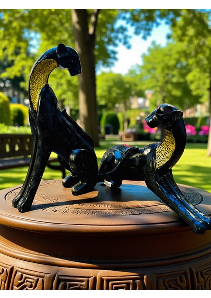 Biblo Aksesuar Ikili Jaguar Figürlü 26 x 14 cm Yükseklik Aksoylar Home Avm