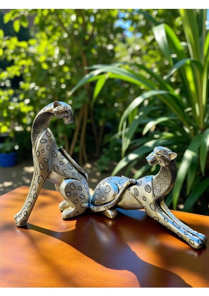 Biblo Aksesuar Ikili Jaguar Figürlü 26 x 14 cm Yükseklik Aksoylar Home Avm