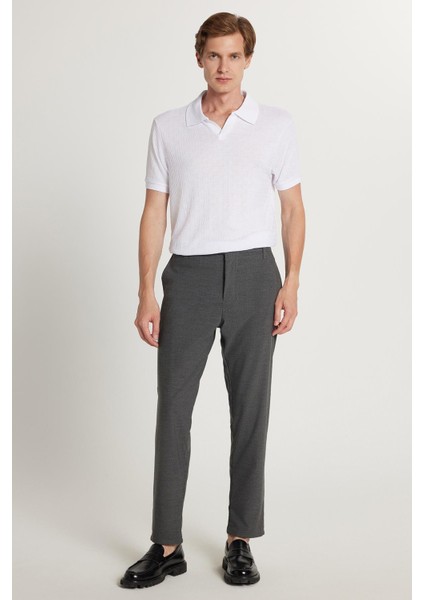Erkek Slim Fit Dar Kesim Esnek Yan Cepli Bilek Boy Canvas Kesim Koyu Gri Pantolon fırsatları