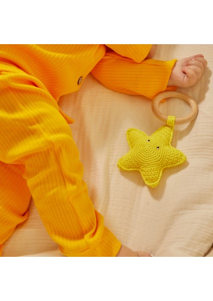 Doğal Bebek Örgü Amigurumi Diş Kaşıyıcı Yıldız Sarı 9-12 Ay fiyatları