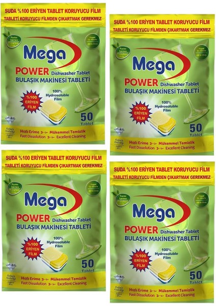 Power Hepsi Bir Arada Bulaşık Makinesi Deterjanı 4 Paket x 50 Tablet (200ADET) fiyatları