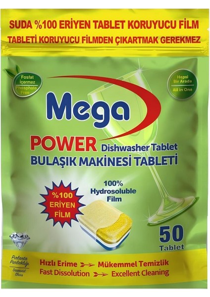 Power Hepsi Bir Arada Bulaşık Makinesi Deterjanı 4 Paket x 50 Tablet (200ADET) modelleri