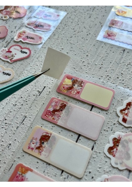Kawaii Karakterli Koyu Pembe 4 Yaprak 92 Adet Şeffaf Koruma Katmanlı Su Geçirmez Okul Isim Etiketi / Sticker / Çıkartma / Bant fırsatları