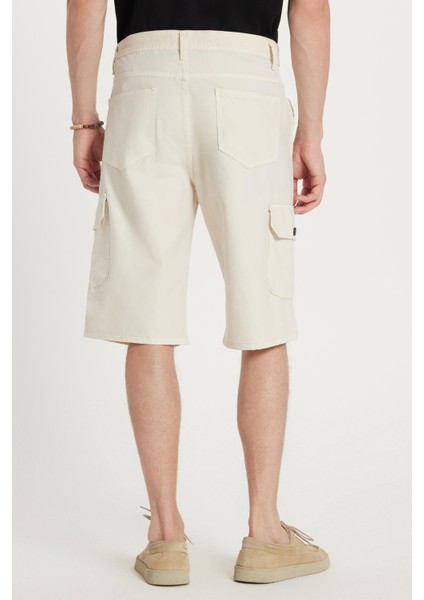 Erkek Relax Fit Rahat Kesim %100 Pamuk Kargo Cep Bej Kapri Şort indirimleri