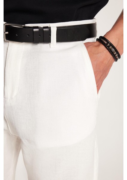 Erkek Regular Rahat Kesim Yandan Cepli Fermuarlı Bermuda Beyaz Şort fiyatları