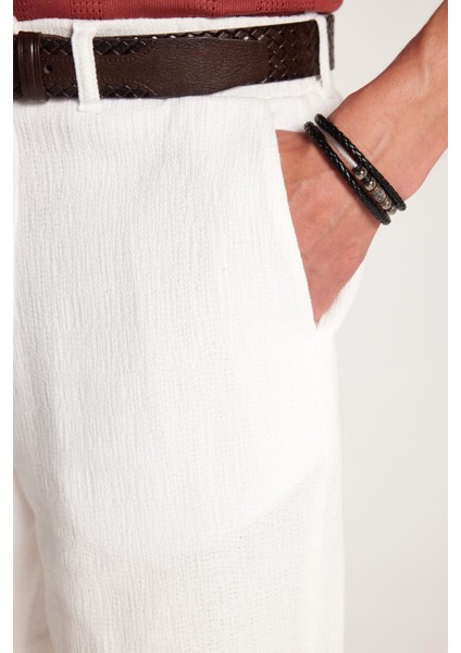 Erkek Regular Rahat Kesim Beli Lastikli ve Kordonlu Yandan Cepli Ekru bermuda Şort fiyatları