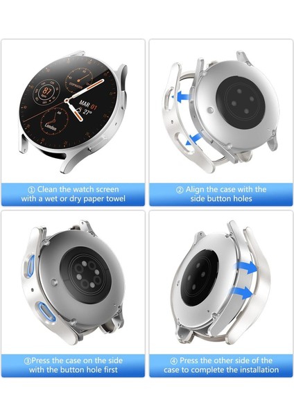 Samsung Galaxy Watch 7 44MM Uyumlu Sert Pc Kasa ve Ekran Koruyucu Kılıf