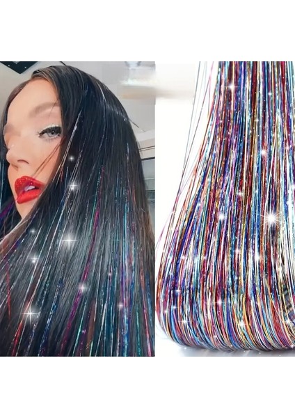 Tinsel Karışık Renkli Bağlamalı Saç Simi(98 Cm)